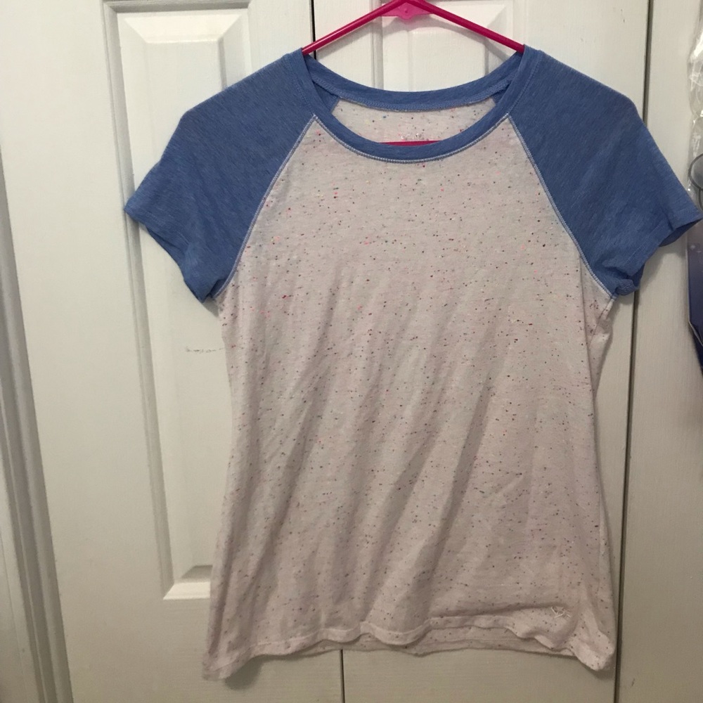 JUSTICE BLUE AND LIGHT PINK BASEBALL TEE SHIRT